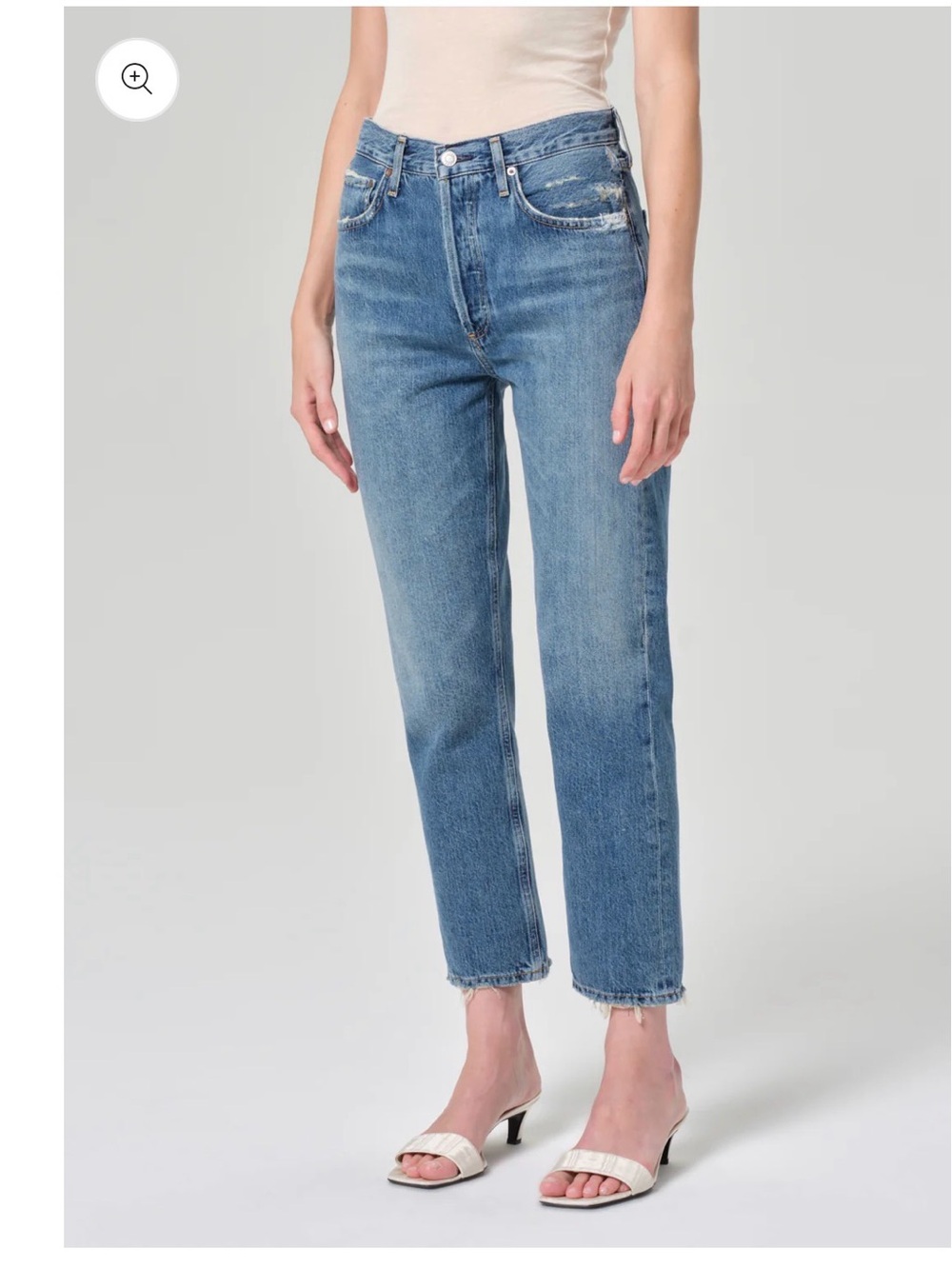 Agolde Riley Straight crop button fly jeans. Size 27. Medium wash